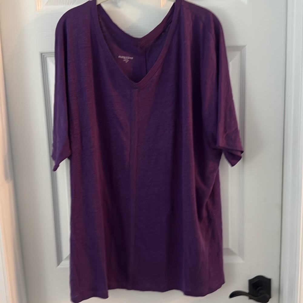 Eileen Fisher Purple V-Neck Tunic Top